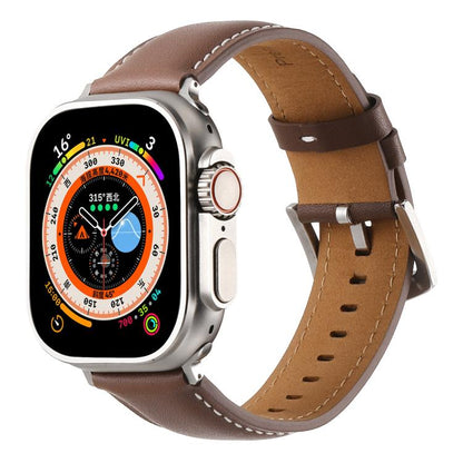 For Apple Watch 46mm / 49mm / 45mm / 44mm Kalebol Plain Genuine Leather Watch Band(Dark Brown) by Kalebol