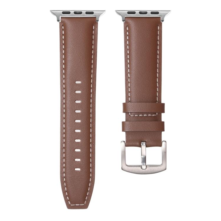 For Apple Watch 46mm / 49mm / 45mm / 44mm Kalebol Plain Genuine Leather Watch Band(Dark Brown) by Kalebol