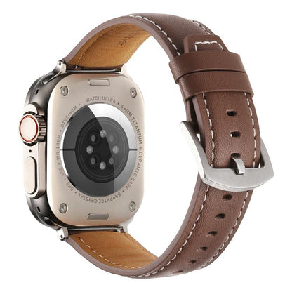 For Apple Watch 46mm / 49mm / 45mm / 44mm Kalebol Plain Genuine Leather Watch Band(Dark Brown) by Kalebol