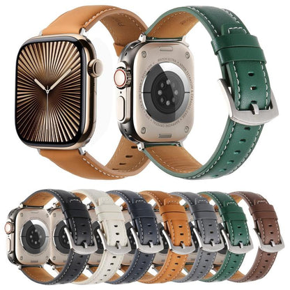 For Apple Watch 46mm / 49mm / 45mm / 44mm Kalebol Plain Genuine Leather Watch Band(Grey) by Kalebol