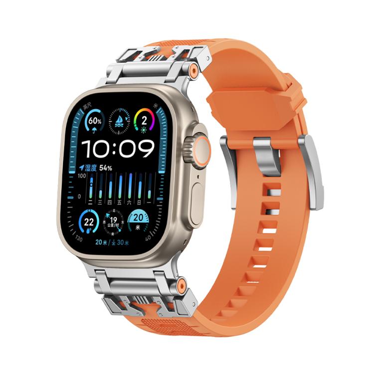 For Apple Watch 46mm / 49mm / 45mm / 44mm Kalebol Armor TPU Watch Band(Silver Orange) by Kalebol