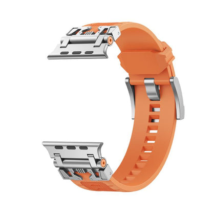 For Apple Watch 46mm / 49mm / 45mm / 44mm Kalebol Armor TPU Watch Band(Silver Orange) by Kalebol