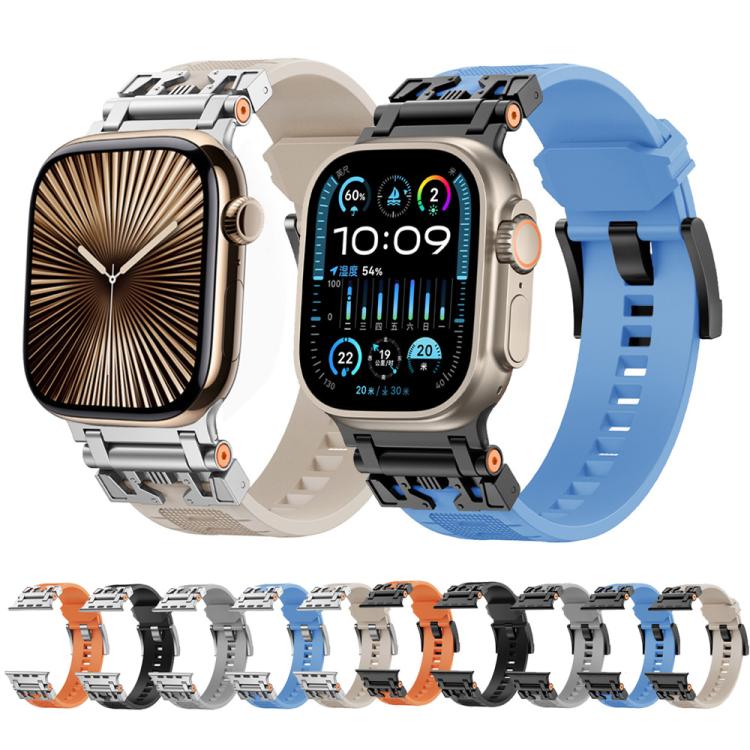 For Apple Watch 46mm / 49mm / 45mm / 44mm Kalebol Armor TPU Watch Band(Silver Orange) by Kalebol