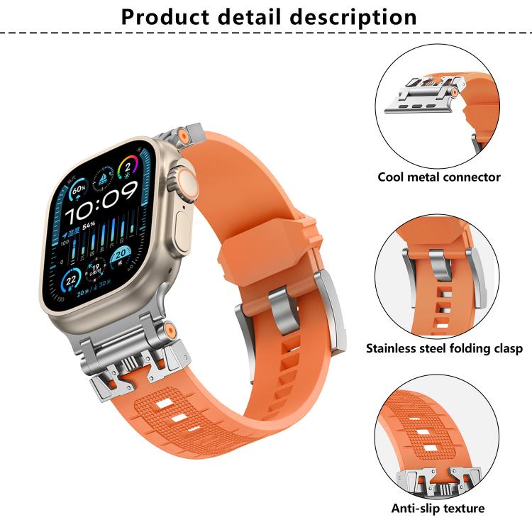 For Apple Watch 46mm / 49mm / 45mm / 44mm Kalebol Armor TPU Watch Band(Silver Orange) by Kalebol