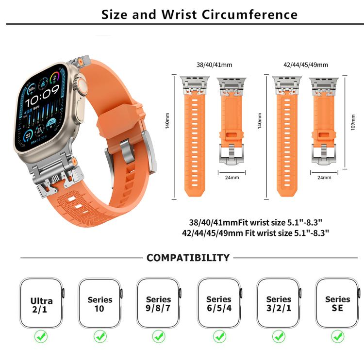 For Apple Watch 46mm / 49mm / 45mm / 44mm Kalebol Armor TPU Watch Band(Silver Orange) by Kalebol