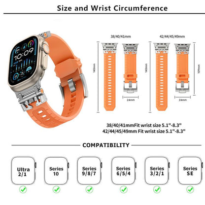 For Apple Watch 46mm / 49mm / 45mm / 44mm Kalebol Armor TPU Watch Band(Silver Orange) by Kalebol