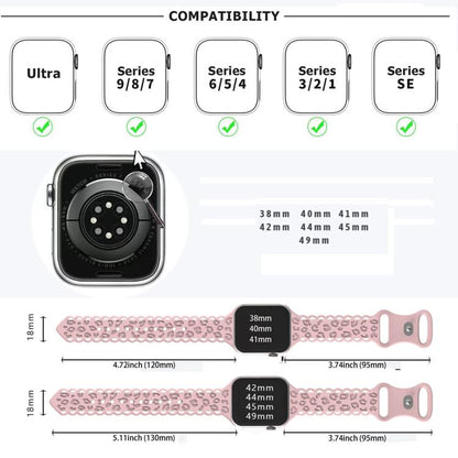 For Apple Watch 46mm / 49mm / 45mm / 44mm Lace Laser Engraved Leopard Silicone Watch Band(White) by bashfashion