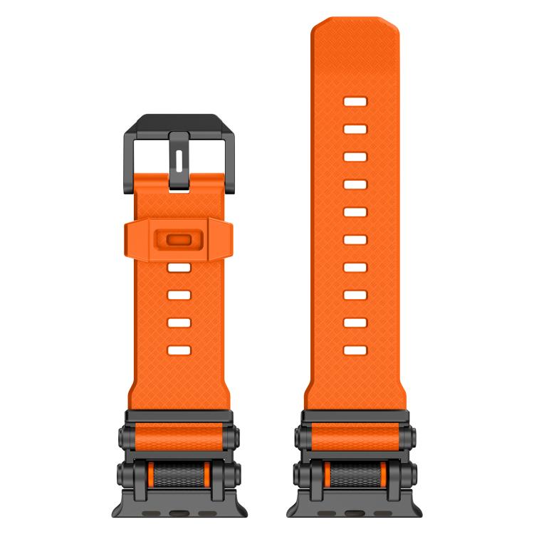 For Apple Watch 46mm / 49mm / 45mm / 44mm Armor Gear Silicone Watch Band(Black Orange) by bashfashion