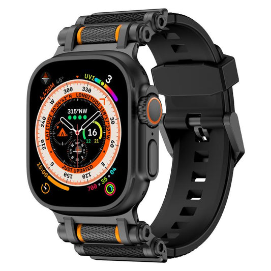 For Apple Watch 46mm / 49mm / 45mm / 44mm Armor Gear Silicone Watch Band(Black) by bashfashion