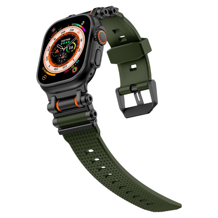 For Apple Watch 46mm / 49mm / 45mm / 44mm Armor Gear Silicone Watch Band(Black Green) by bashfashion