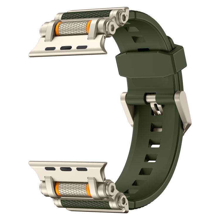 For Apple Watch 46mm / 49mm / 45mm / 44mm Armor Gear Silicone Watch Band(Titanium Green) by bashfashion