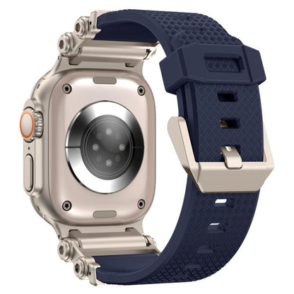 For Apple Watch 46mm / 49mm / 45mm / 44mm Armor Gear Silicone Watch Band(Titanium Blue) by bashfashion