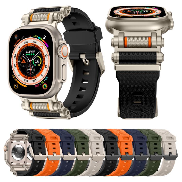 For Apple Watch 46mm / 49mm / 45mm / 44mm Armor Gear Silicone Watch Band(Titanium Black) by bashfashion