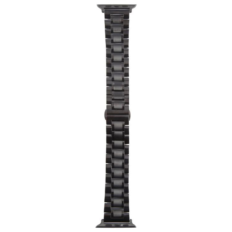 For Apple Watch 42mm / 41mm / 40mm / 38mm Butterfly Buckle New Five Beads Stainless Steel Watch Band(Black) by bashfashion