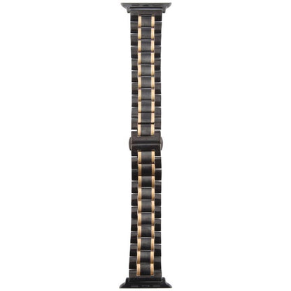 For Apple Watch 42mm / 41mm / 40mm / 38mm Butterfly Buckle New Five Beads Stainless Steel Watch Band(Black Rose Gold) by bashfashion