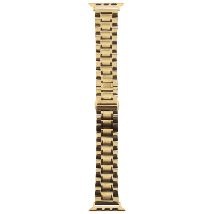 For Apple Watch 42mm / 41mm / 40mm / 38mm Butterfly Buckle New Five Beads Stainless Steel Watch Band(Gold) by bashfashion