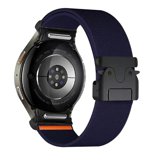 For Samsung Galaxy Watch 7 / 6 / 5 / 4 Press Button Connector Parachute Buckle Elastic Nylon Watch Band(Dark Blue) by bashfashion