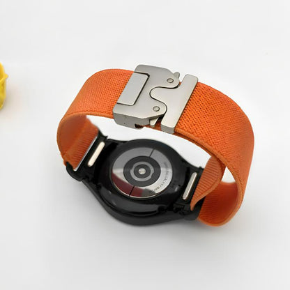 For Samsung Galaxy Watch 7 / 6 / 5 / 4 Press Button Connector Parachute Buckle Elastic Nylon Watch Band(Dark Grey) by bashfashion