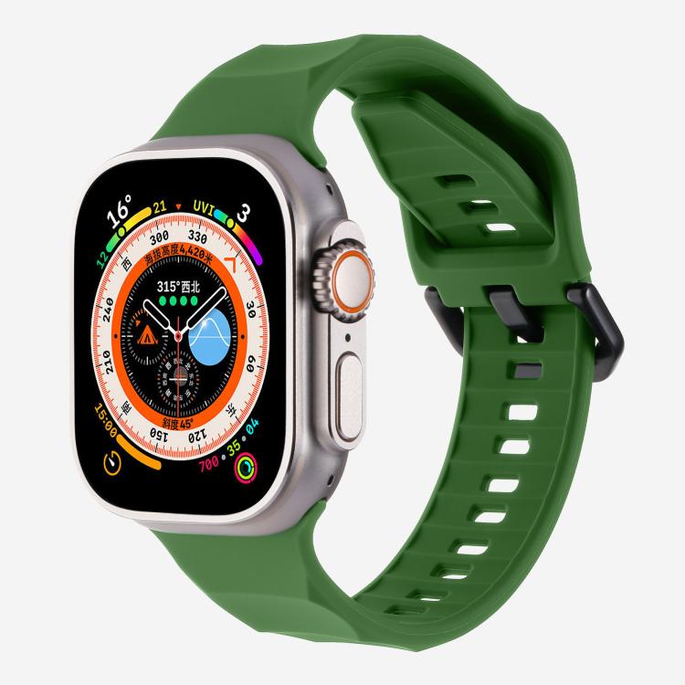 For Apple Watch 46mm / 49mm / 45mm / 44mm Kalebol Ripple Sports Silicone Strap(Army Green) by Kalebol