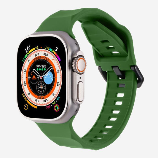 For Apple Watch 46mm / 49mm / 45mm / 44mm Kalebol Ripple Sports Silicone Strap(Army Green) by Kalebol