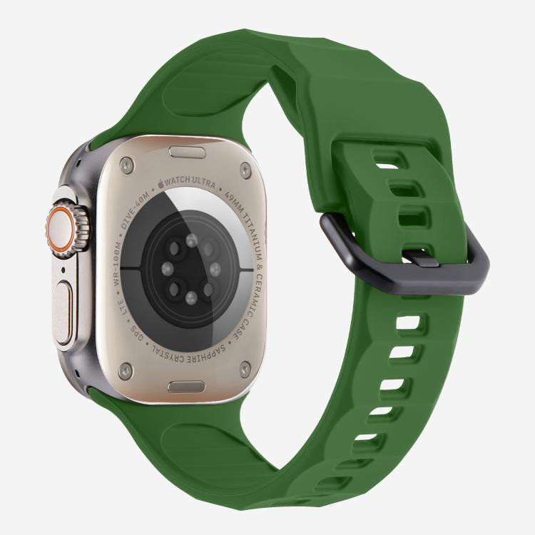 For Apple Watch 46mm / 49mm / 45mm / 44mm Kalebol Ripple Sports Silicone Strap(Army Green) by Kalebol