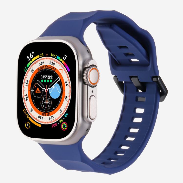 For Apple Watch 46mm / 49mm / 45mm / 44mm Kalebol Ripple Sports Silicone Strap(Dark Blue) by Kalebol