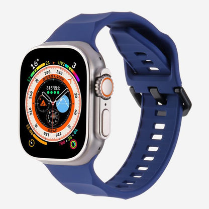 For Apple Watch 46mm / 49mm / 45mm / 44mm Kalebol Ripple Sports Silicone Strap(Dark Blue) by Kalebol