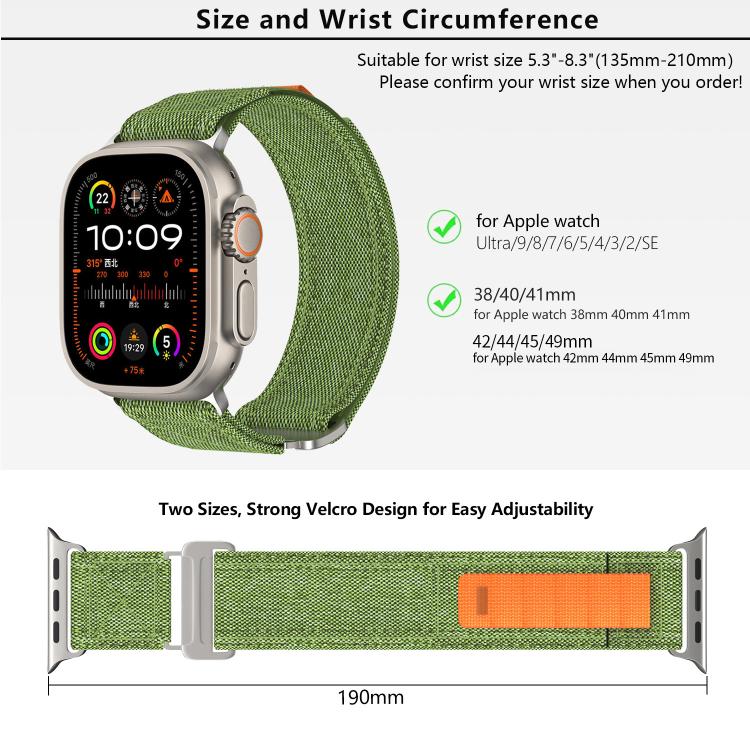 For Apple Watch 46mm / 49mm / 45mm / 44mm Kalebol Canvas Pattern Nylon Loop Strap(Black) by Kalebol
