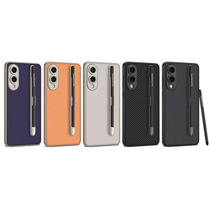 For Samsung Galaxy S25 Edge 5G GKK Metal Paint Skin Feel Leather Phone Case with Pen(Black) by GKK