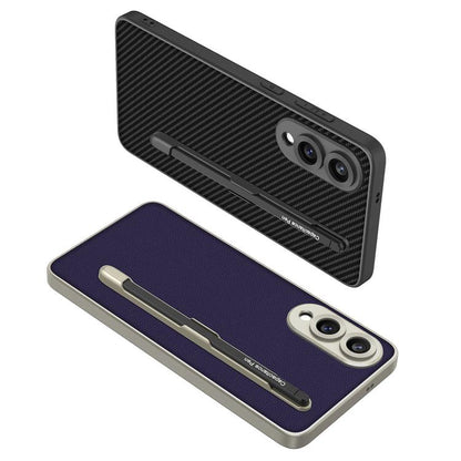 For Samsung Galaxy S25 Edge 5G GKK Metal Paint Skin Feel Leather Phone Case with Pen(Black) by GKK