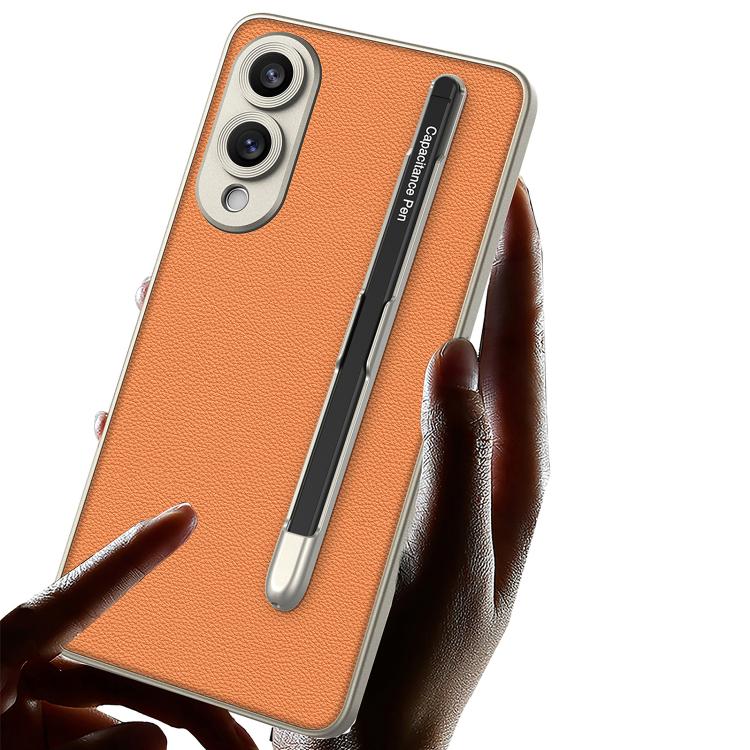 For Samsung Galaxy S25 Edge 5G GKK Metal Paint Skin Feel Leather Phone Case with Pen(Black) by GKK