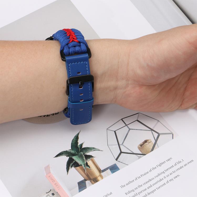 For Apple Watch 42mm / 41mm / 40mm / 38mm Double Leather Buckle Paracord Nylon Watch Band(Brown) by bashfashion