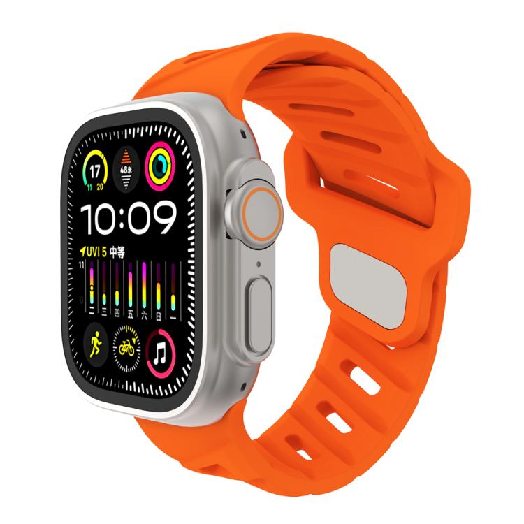 For Apple Watch 46mm / 49mm / 45mm / 44mm Slanted Hole Silicone Watch Band(Orange) by bashfashion