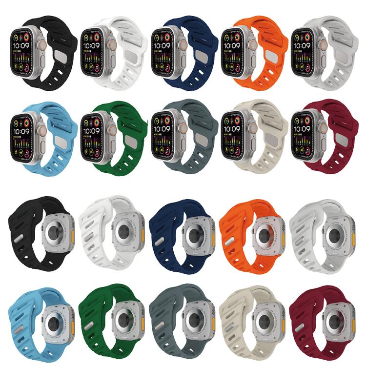 For Apple Watch 46mm / 49mm / 45mm / 44mm Slanted Hole Silicone Watch Band(Orange) by bashfashion