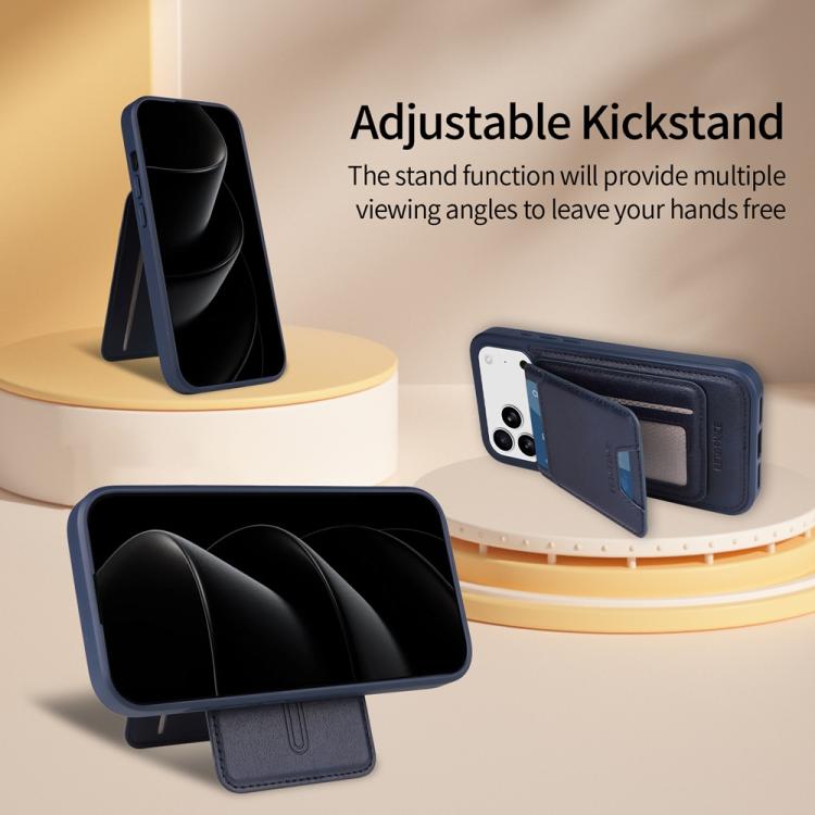 For iPhone 17 Pro Max BETOPNICE Vertical Flip Detachable MagSafe Wallet Phone Case(Blue) by BETOPNICE