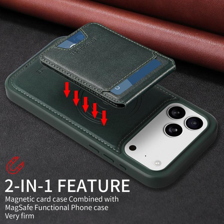 For iPhone 17 Pro Max BETOPNICE Vertical Flip Detachable MagSafe Wallet Phone Case(Green) by BETOPNICE