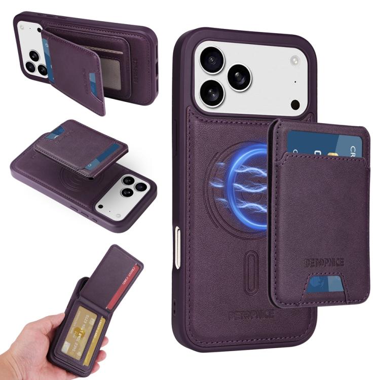 For iPhone 17 Pro Max BETOPNICE Vertical Flip Detachable MagSafe Wallet Phone Case(Purple) by BETOPNICE