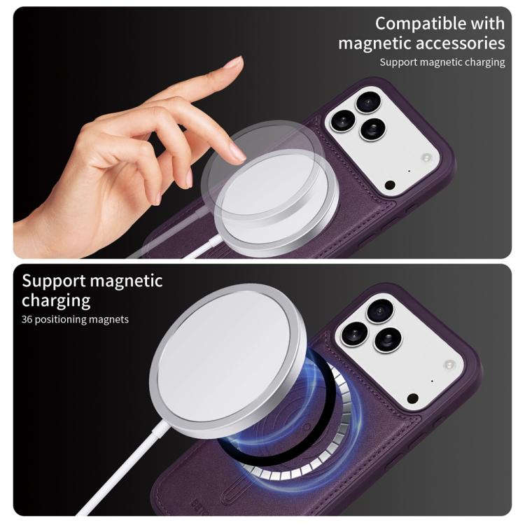 For iPhone 17 Pro Max BETOPNICE Vertical Flip Detachable MagSafe Wallet Phone Case(Purple) by BETOPNICE