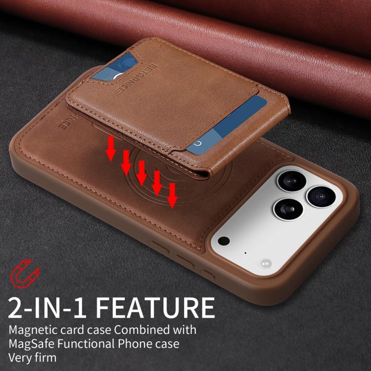For iPhone 17 Pro Max BETOPNICE Vertical Flip Detachable MagSafe Wallet Phone Case(Brown) by BETOPNICE
