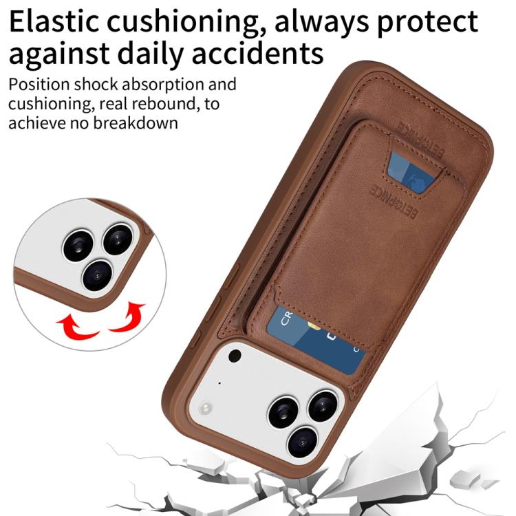 For iPhone 17 Pro Max BETOPNICE Vertical Flip Detachable MagSafe Wallet Phone Case(Brown) by BETOPNICE
