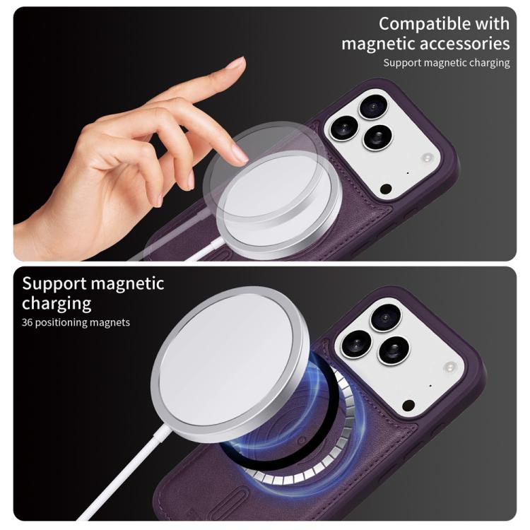 For iPhone 17 Pro BETOPNICE Vertical Flip Detachable MagSafe Wallet Phone Case(Purple) by BETOPNICE