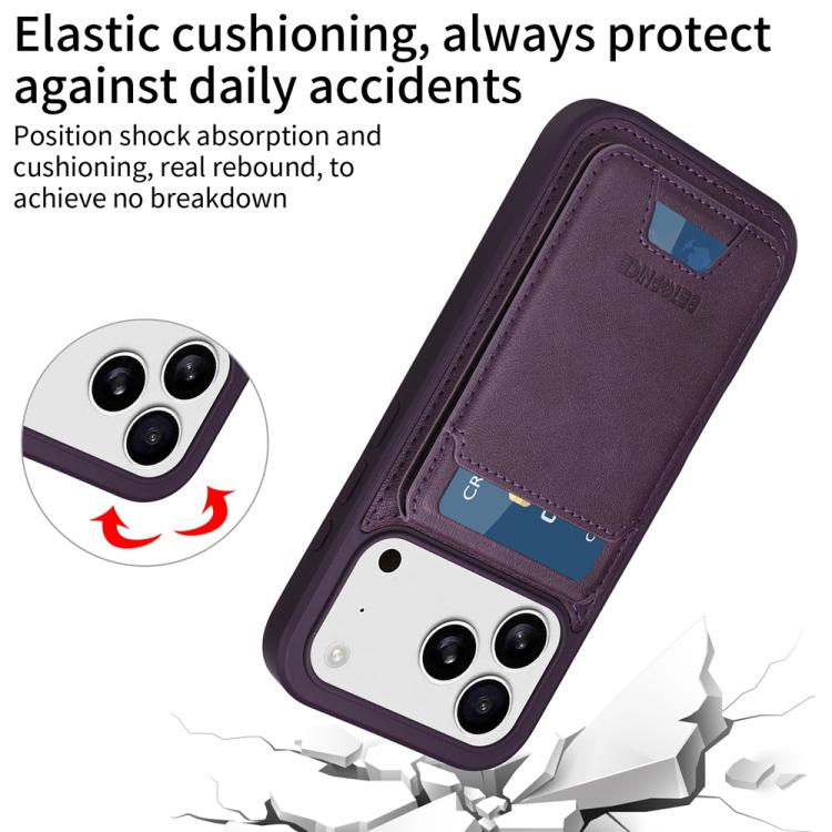 For iPhone 17 Pro BETOPNICE Vertical Flip Detachable MagSafe Wallet Phone Case(Purple) by BETOPNICE