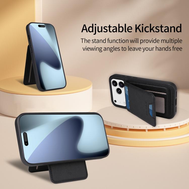 For iPhone 17 Pro BETOPNICE Vertical Flip Detachable MagSafe Wallet Phone Case(Black) by BETOPNICE