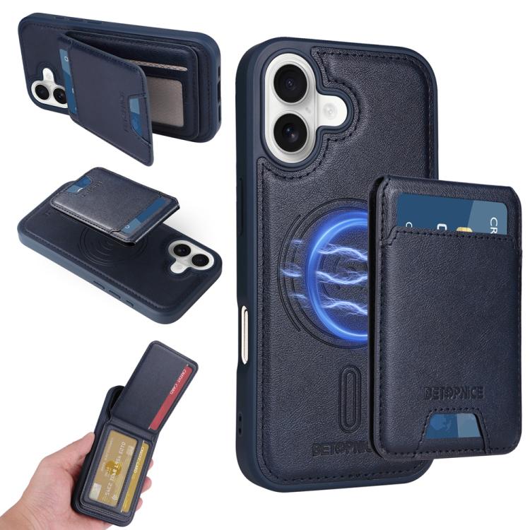 For iPhone 17 BETOPNICE Vertical Flip Detachable MagSafe Wallet Phone Case(Blue) by BETOPNICE