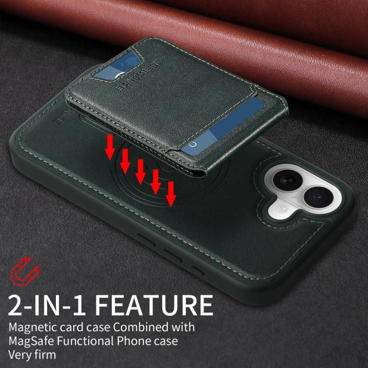 For iPhone 17 BETOPNICE Vertical Flip Detachable MagSafe Wallet Phone Case(Green) by BETOPNICE