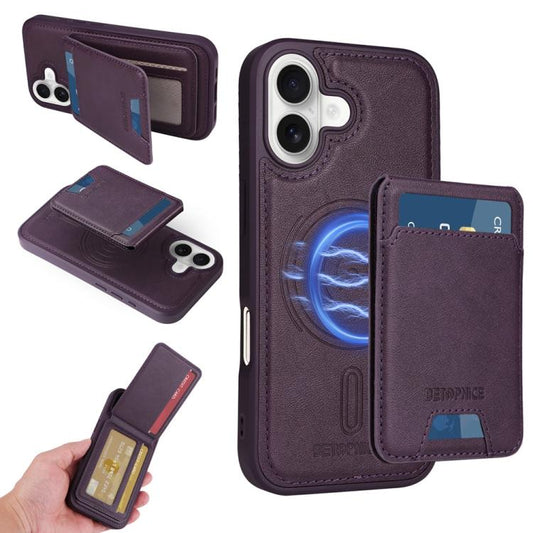For iPhone 17 BETOPNICE Vertical Flip Detachable MagSafe Wallet Phone Case(Purple) by BETOPNICE
