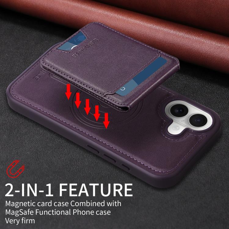 For iPhone 17 BETOPNICE Vertical Flip Detachable MagSafe Wallet Phone Case(Purple) by BETOPNICE