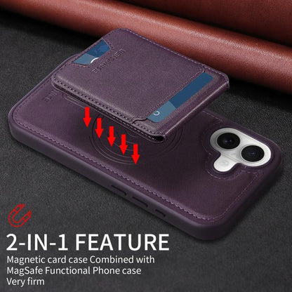 For iPhone 17 BETOPNICE Vertical Flip Detachable MagSafe Wallet Phone Case(Purple) by BETOPNICE