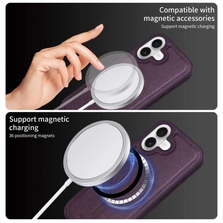 For iPhone 17 BETOPNICE Vertical Flip Detachable MagSafe Wallet Phone Case(Purple) by BETOPNICE