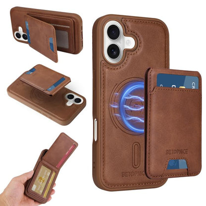 For iPhone 17 BETOPNICE Vertical Flip Detachable MagSafe Wallet Phone Case(Brown) by BETOPNICE